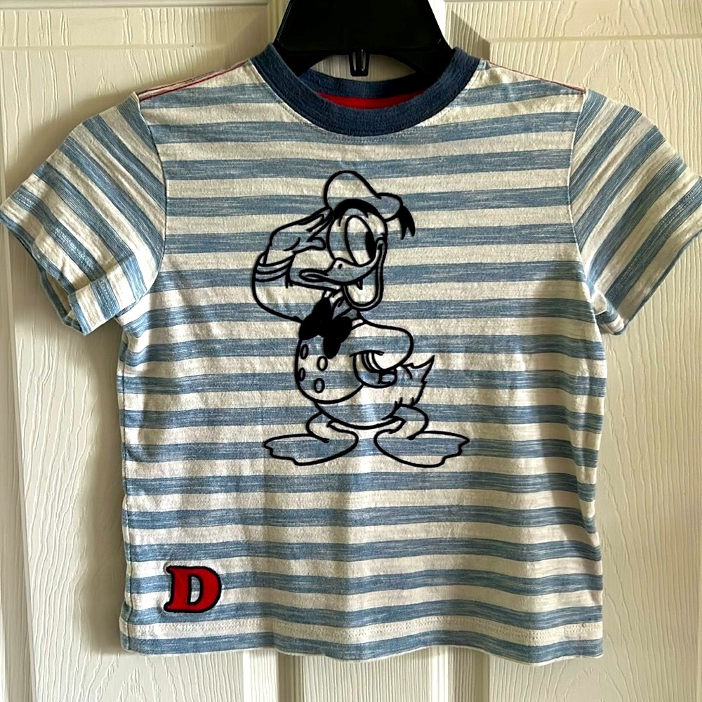 Hanna Andersson Donald Duck Cotton‎ Striped Short Sleeve Shirt Size 4 (100 cm)